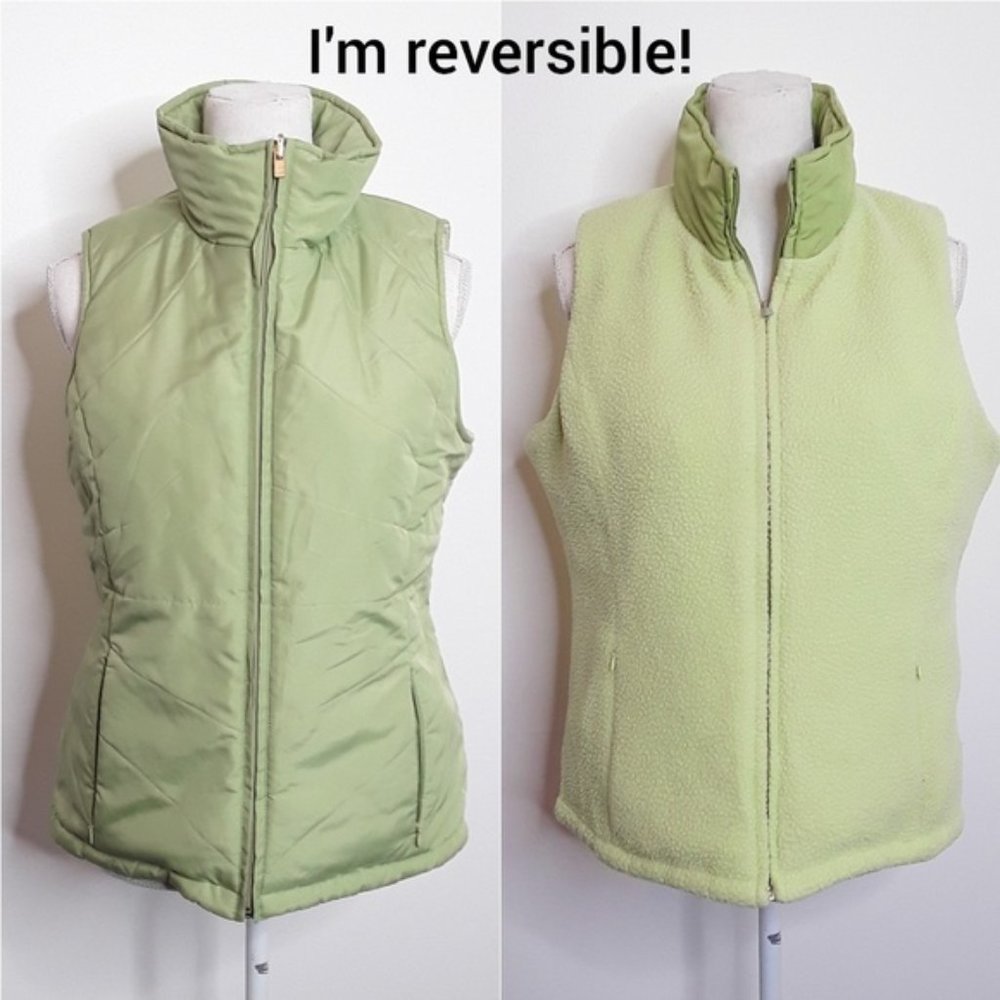IZOD Reservible Green Down Vest EUC sz L
